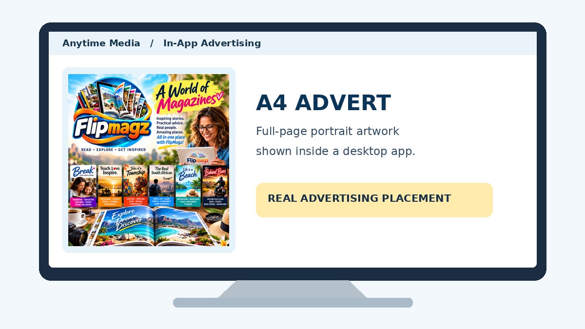 A4 advert placement example