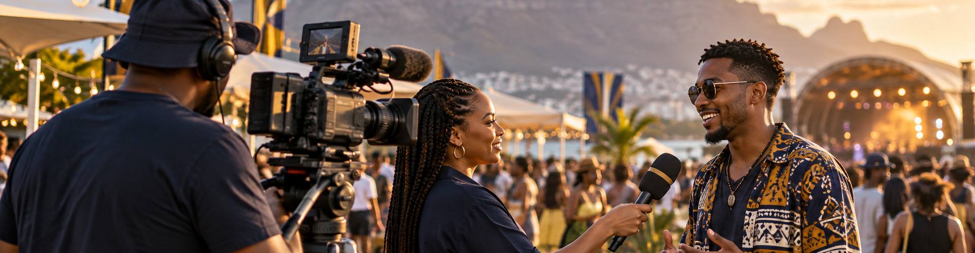 Media crew filming at a festival