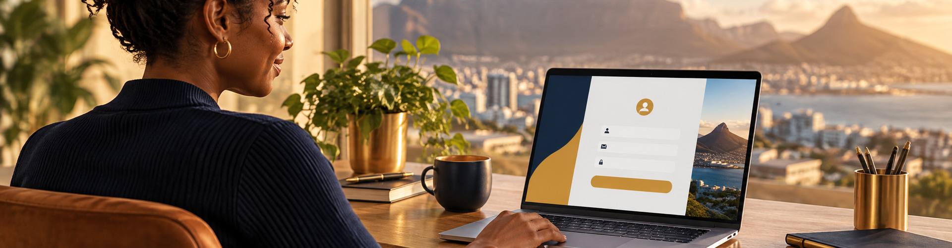 Signing up online on a laptop