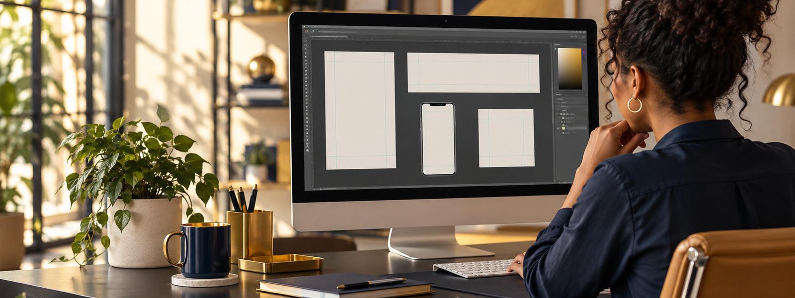 Designer preparing artwork in different sizes